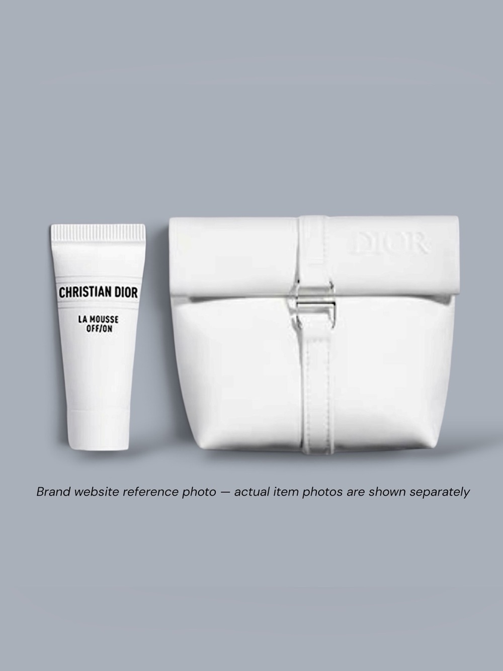 Dior Beauty White Foldover Cosmetic Pouch + La Mousse Off/On Mini Gift Set